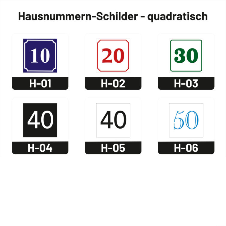 Hausnummernschilder – quadratisch