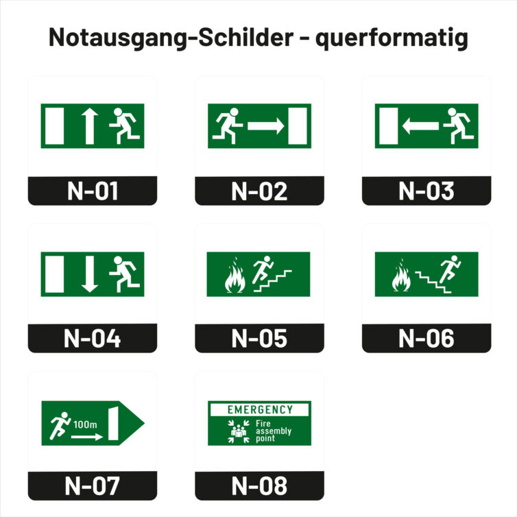 Notausgang Schilder – querformatig