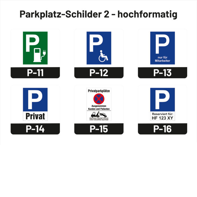 Parkplatz-Schilder – hochformatig