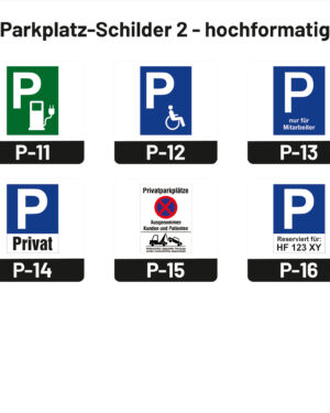 Parkplatz-Schilder – hochformatig