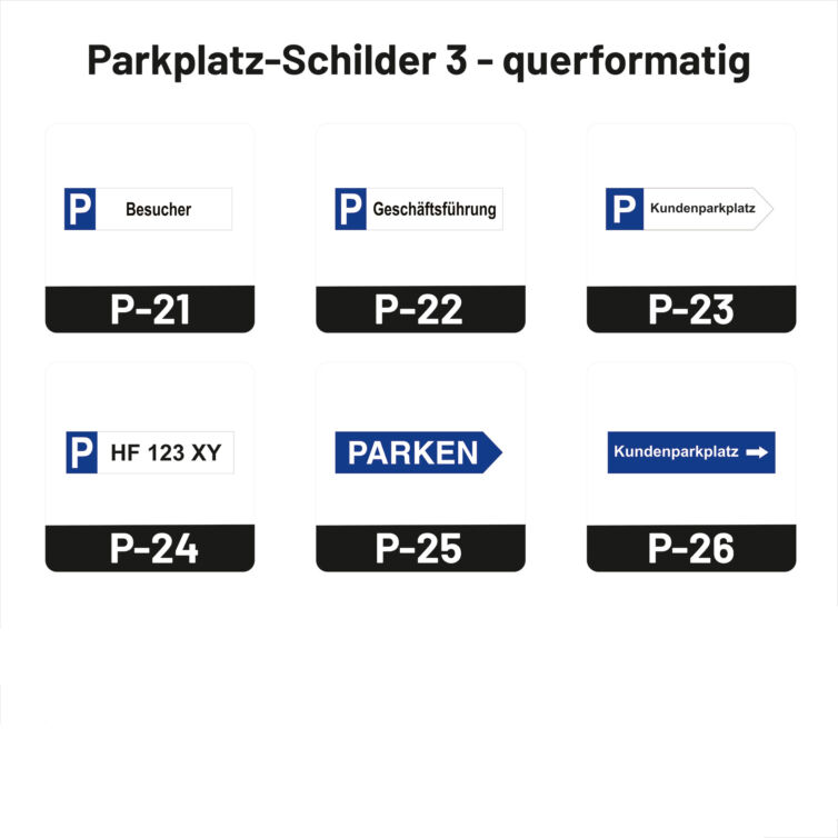 Parkplatz-Schilder – querformatig